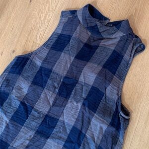 🦄 Cloth & Stone navy plaid sleeveless dress